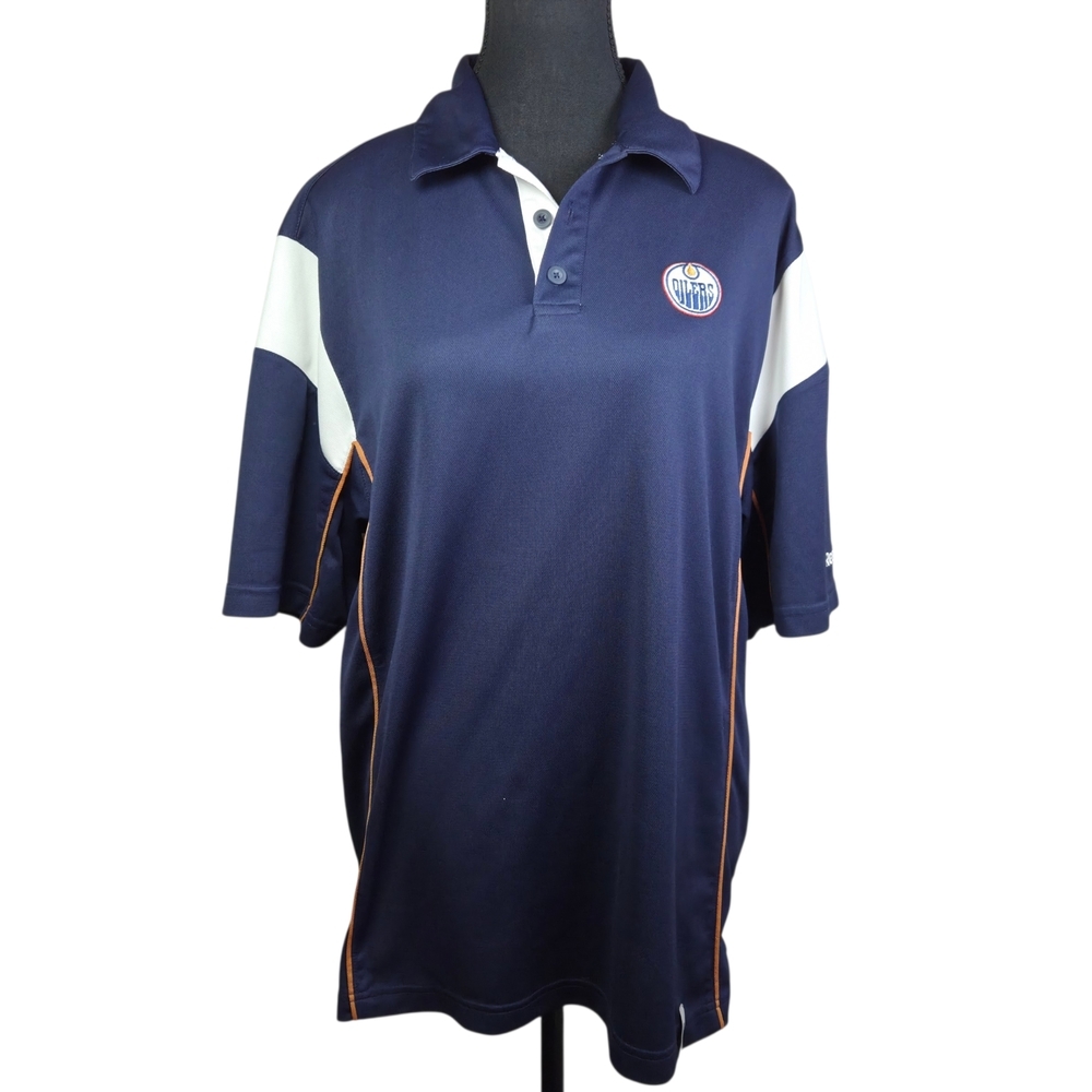 Reebok Edmontin Oilers Short Sleeve Polo Shirt Size Small